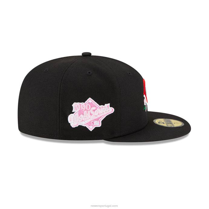 FFTN1257 New Era Boné Cincinnati Reds Side Patch Bloom Preto 59Fifty