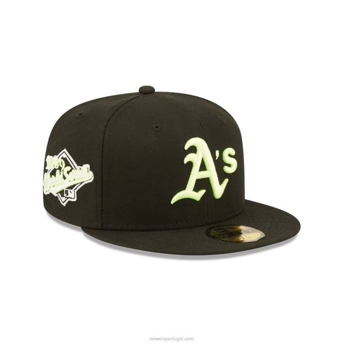 FFTN1259 New Era Boné Oakland Athletics Summer Pop Preto 59Fifty