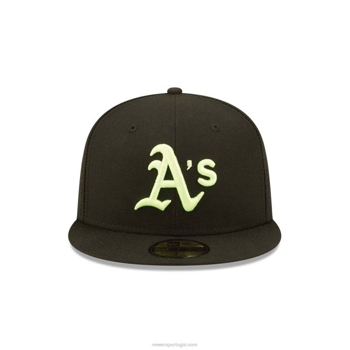 FFTN1259 New Era Boné Oakland Athletics Summer Pop Preto 59Fifty