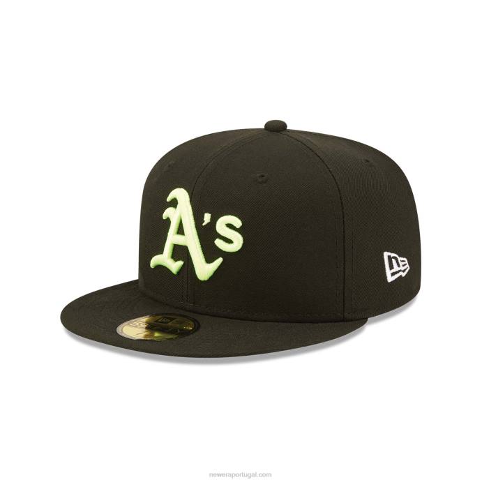 FFTN1259 New Era Boné Oakland Athletics Summer Pop Preto 59Fifty