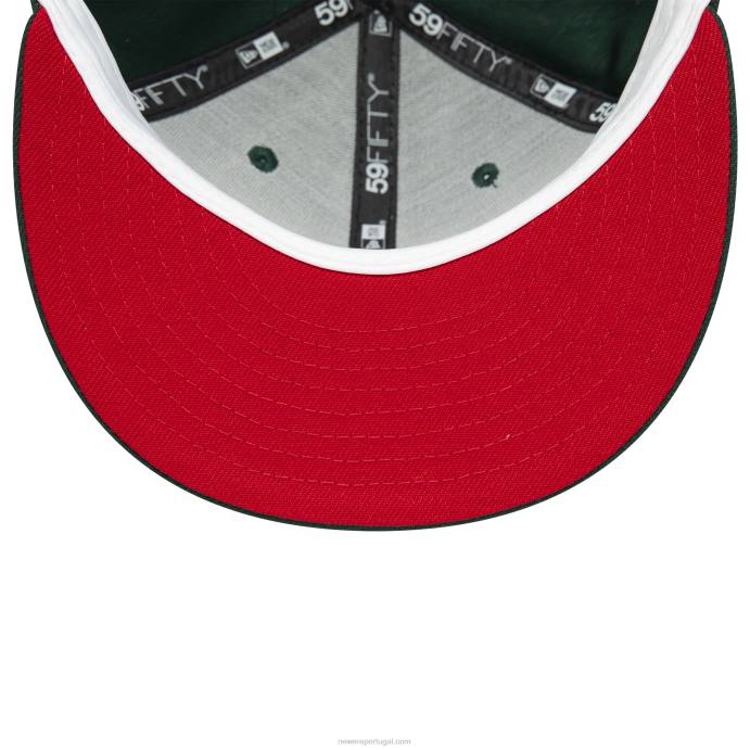 FFTN125 New Era Boné Cincinnati Reds 1975 Verde Escuro 59Fifty