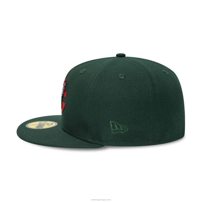 FFTN125 New Era Boné Cincinnati Reds 1975 Verde Escuro 59Fifty