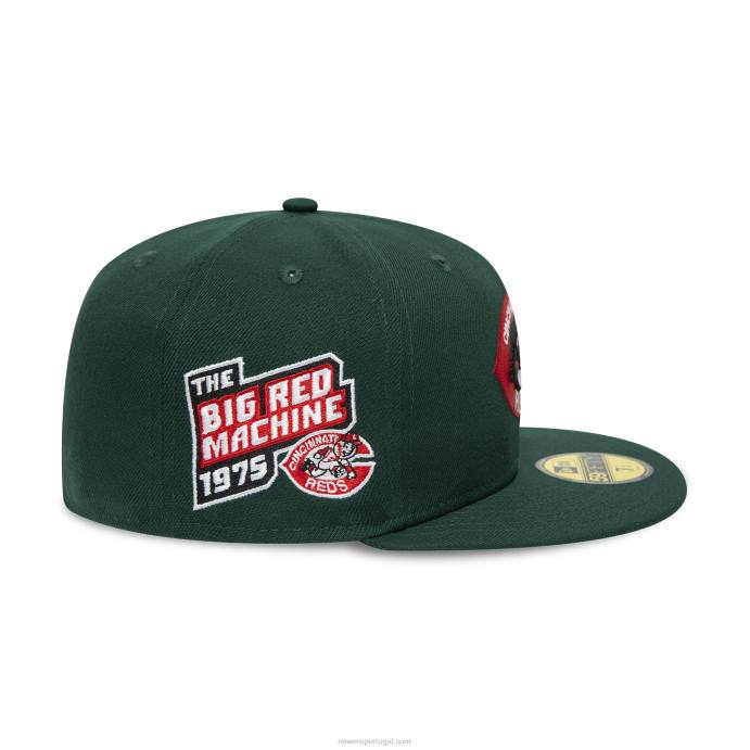 FFTN125 New Era Boné Cincinnati Reds 1975 Verde Escuro 59Fifty