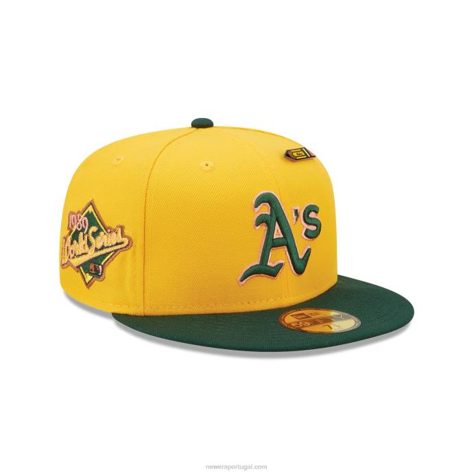 FFTN1260 New Era Boné Oakland Athletics de volta às aulas amarelo 59fifty