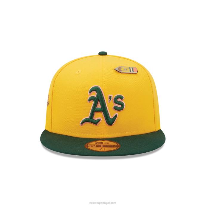 FFTN1260 New Era Boné Oakland Athletics de volta às aulas amarelo 59fifty