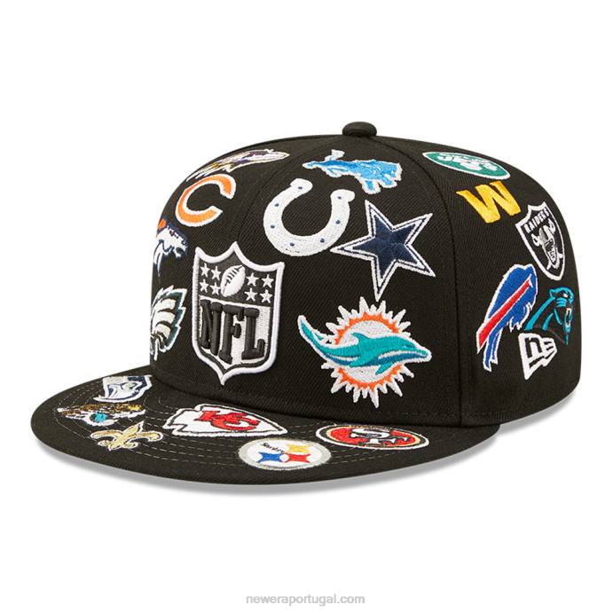 FFTN1262 New Era Boné nfl multi team logo preto 59fifty