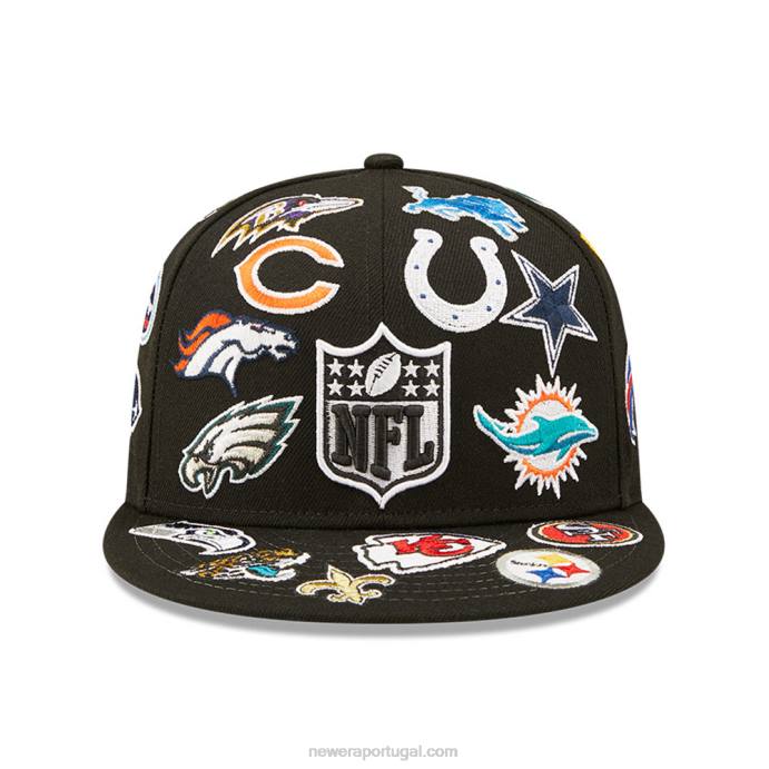 FFTN1262 New Era Boné nfl multi team logo preto 59fifty