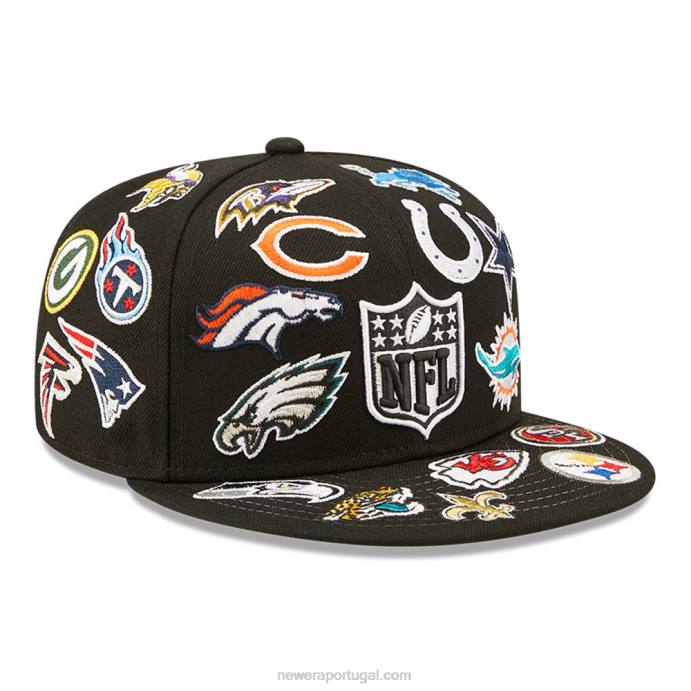 FFTN1262 New Era Boné nfl multi team logo preto 59fifty