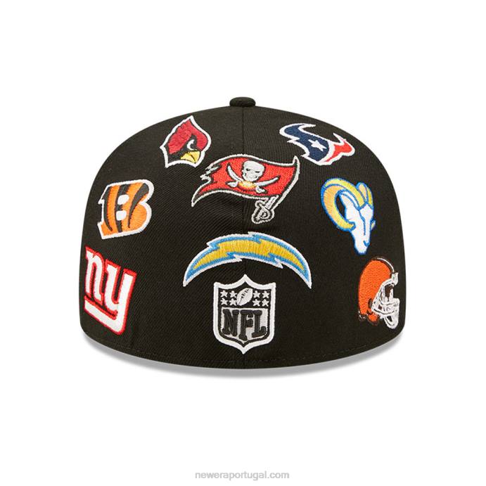 FFTN1262 New Era Boné nfl multi team logo preto 59fifty