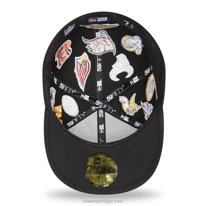 FFTN1262 New Era Boné nfl multi team logo preto 59fifty