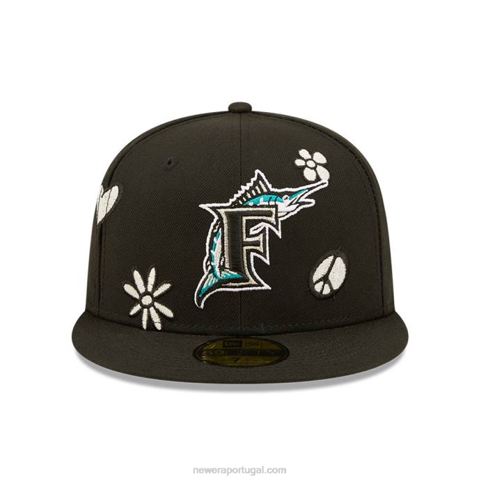 FFTN1264 New Era boné miami marlins mlb luz solar pop preto 59fifty