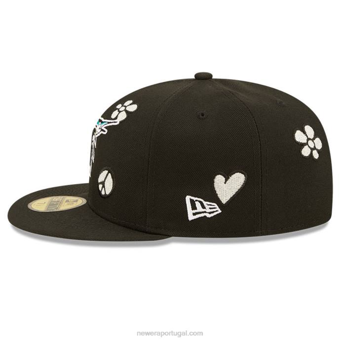 FFTN1264 New Era boné miami marlins mlb luz solar pop preto 59fifty
