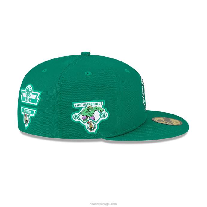 FFTN126 New Era boston celtics nba x marvel hulk boné verde 59fifty