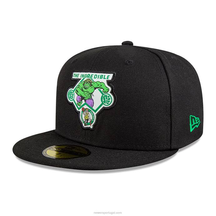 FFTN1274 New Era boston celtics nba x marvel hulk boné preto 59fifty