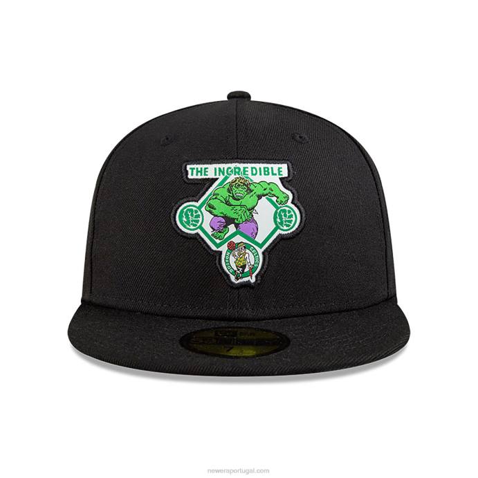 FFTN1274 New Era boston celtics nba x marvel hulk boné preto 59fifty