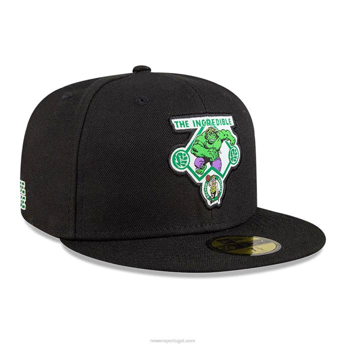 FFTN1274 New Era boston celtics nba x marvel hulk boné preto 59fifty
