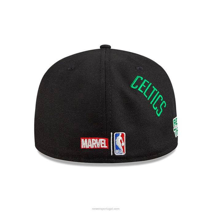FFTN1274 New Era boston celtics nba x marvel hulk boné preto 59fifty