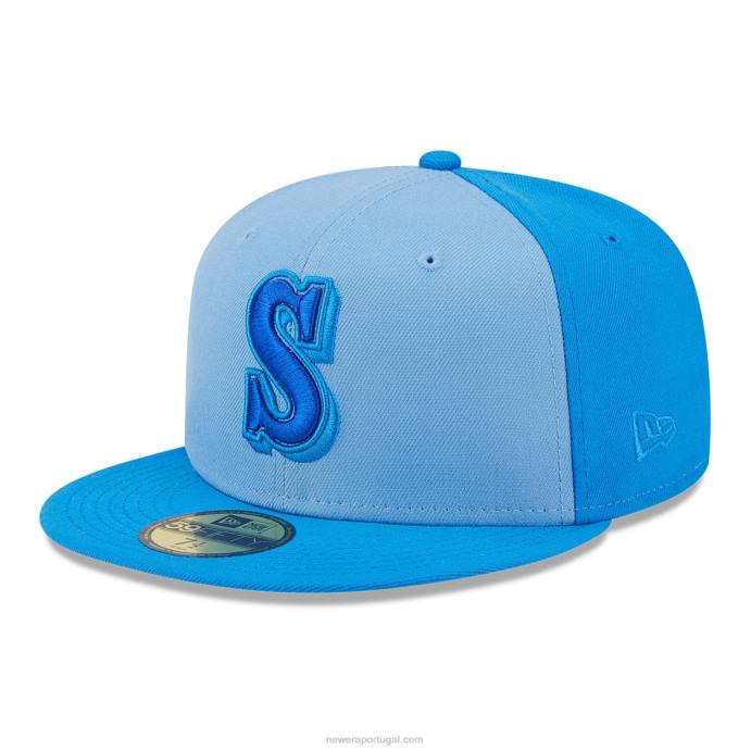 FFTN1276 New Era Boné Seattle Mariners Tri Tone Team Blue 59Fifty
