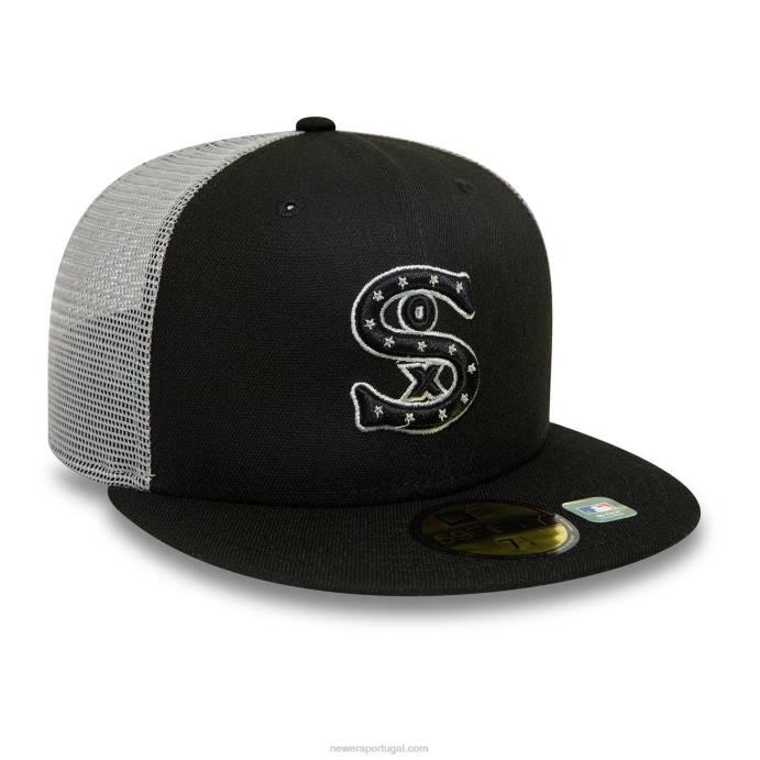 FFTN1280 New Era chicago white sox mlb prática de rebatidas boné preto 59fifty
