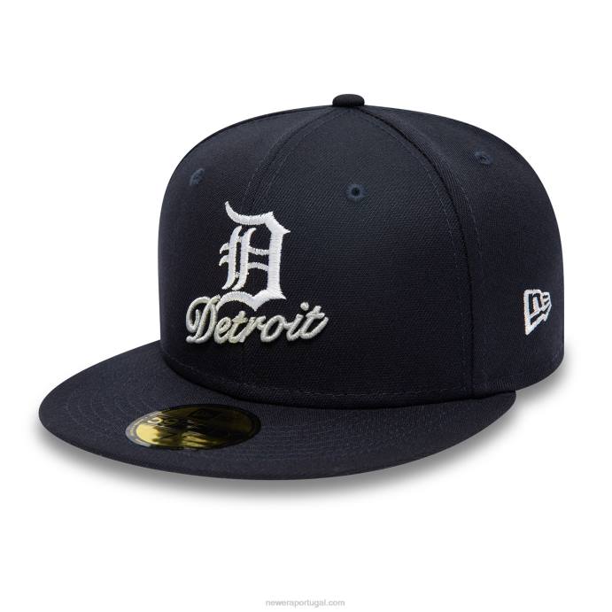 FFTN1283 New Era boné ajustado azul marinho 59fifty com logotipo duplo detroit tigers