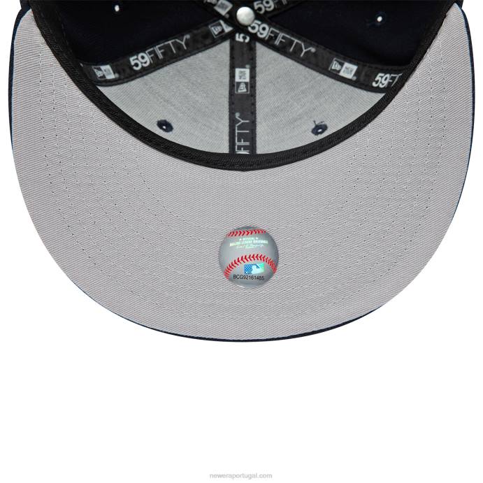 FFTN1283 New Era boné ajustado azul marinho 59fifty com logotipo duplo detroit tigers