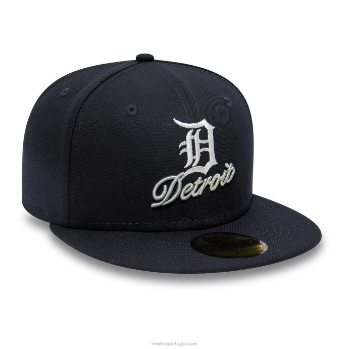 FFTN1283 New Era boné ajustado azul marinho 59fifty com logotipo duplo detroit tigers