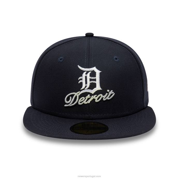 FFTN1283 New Era boné ajustado azul marinho 59fifty com logotipo duplo detroit tigers