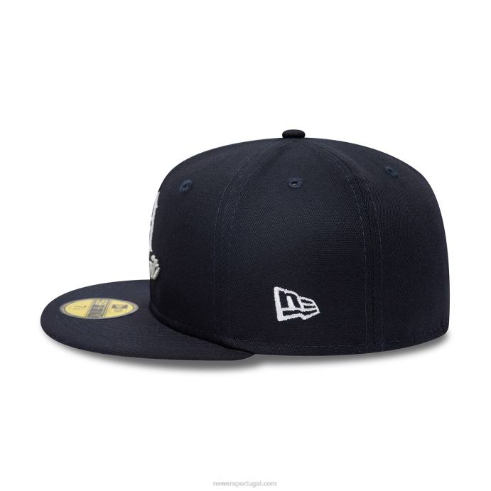 FFTN1283 New Era boné ajustado azul marinho 59fifty com logotipo duplo detroit tigers