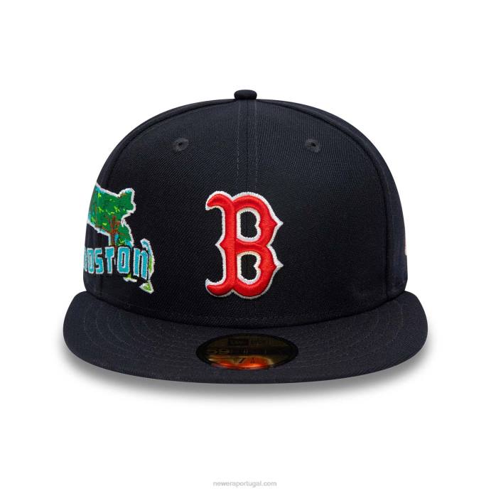 FFTN1285 New Era boton red sox stateview navy 59fifty boné justo