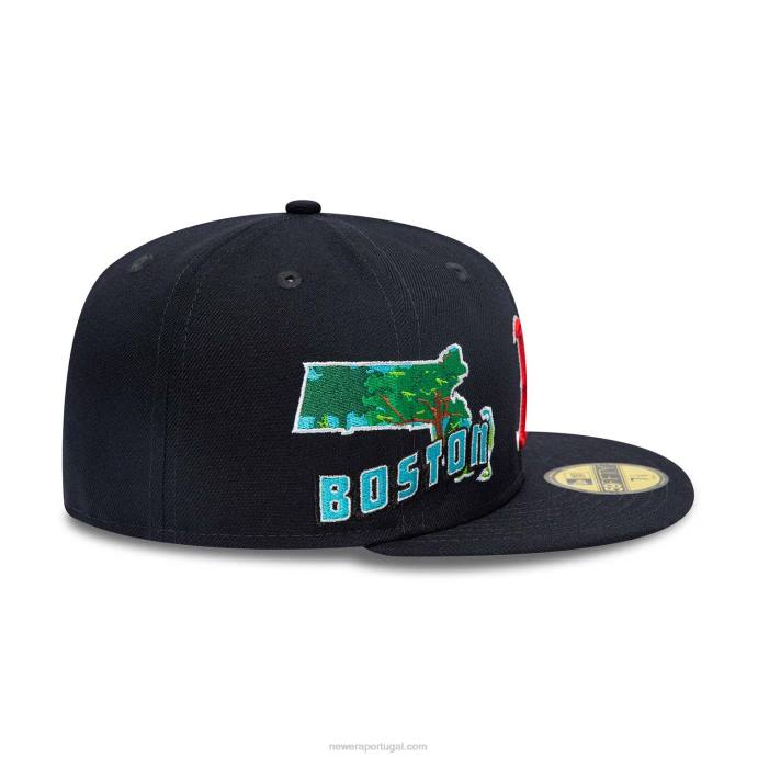 FFTN1285 New Era boton red sox stateview navy 59fifty boné justo