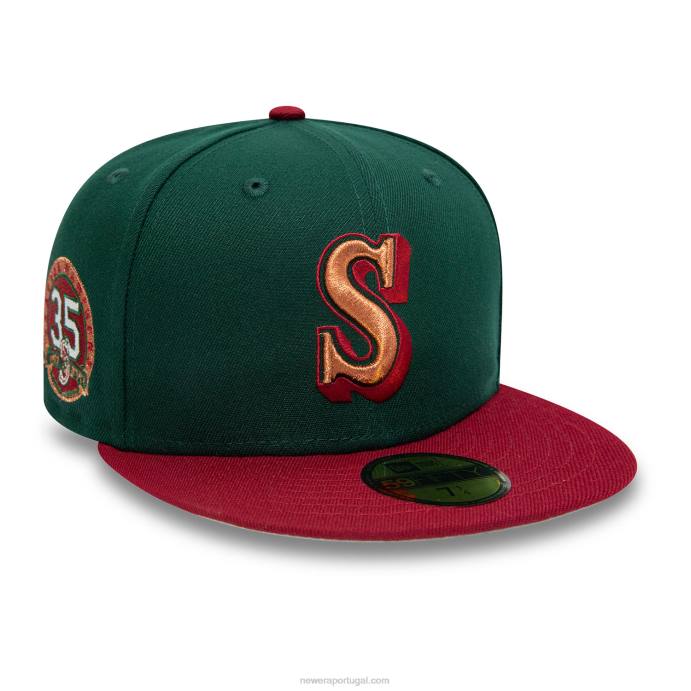 FFTN1289 New Era boné ajustado seattle mariners 35 anos verde escuro 59fifty