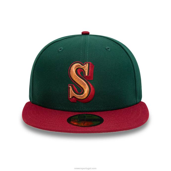 FFTN1289 New Era boné ajustado seattle mariners 35 anos verde escuro 59fifty