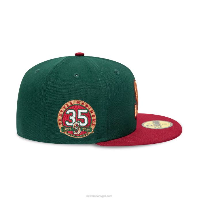 FFTN1289 New Era boné ajustado seattle mariners 35 anos verde escuro 59fifty