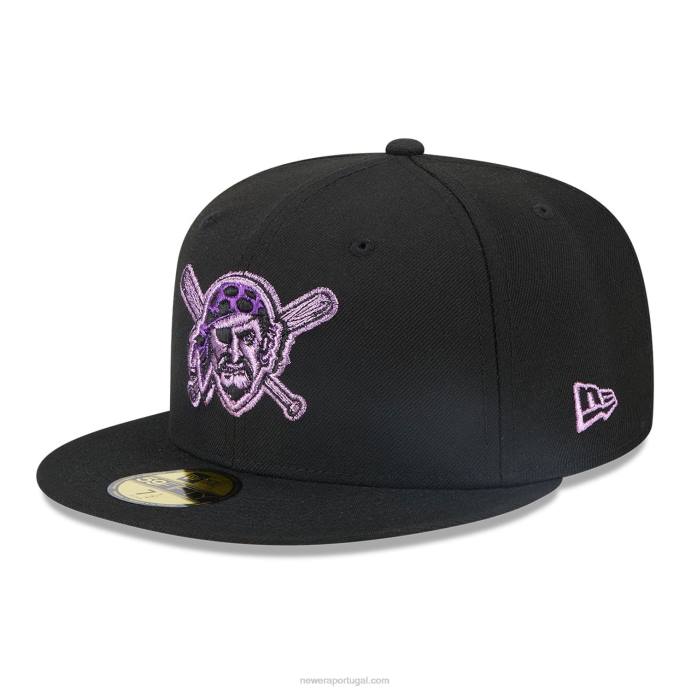 FFTN128 New Era boné justo pittsburgh pirates pop metálico preto 59fifty