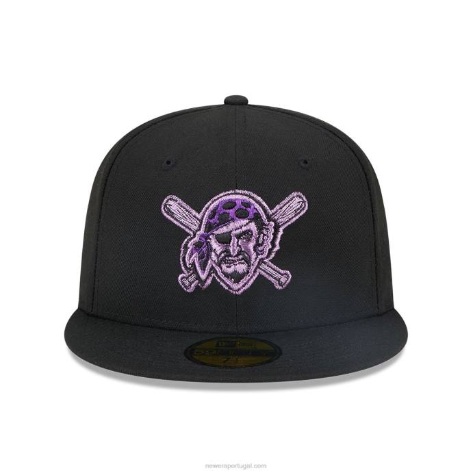 FFTN128 New Era boné justo pittsburgh pirates pop metálico preto 59fifty