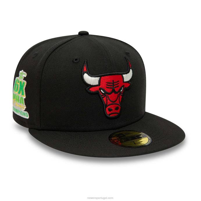 FFTN1296 New Era Boné Chicago Bulls Citrus Pop Preto 59Fifty