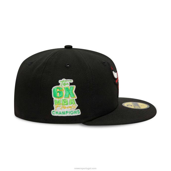 FFTN1296 New Era Boné Chicago Bulls Citrus Pop Preto 59Fifty