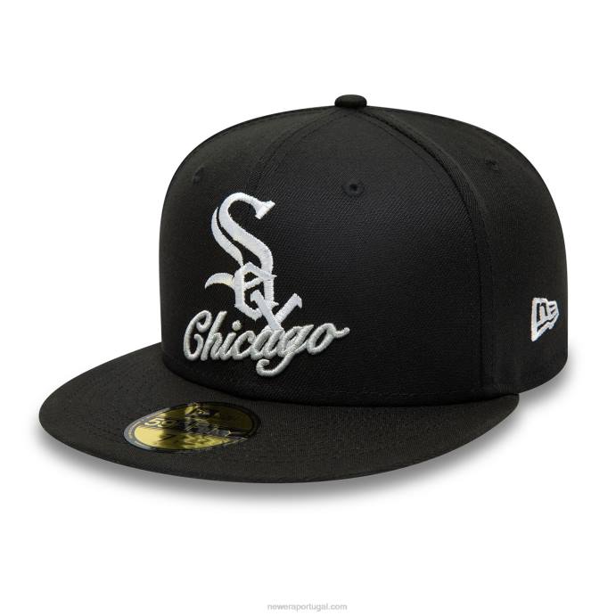 FFTN12 New Era Boné Chicago White Sox Dual Logo Preto 59Fifty
