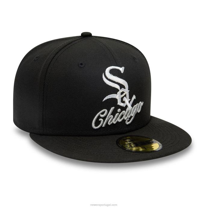 FFTN12 New Era Boné Chicago White Sox Dual Logo Preto 59Fifty