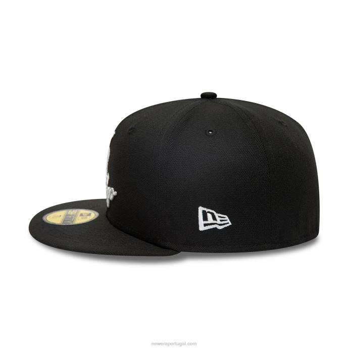 FFTN12 New Era Boné Chicago White Sox Dual Logo Preto 59Fifty