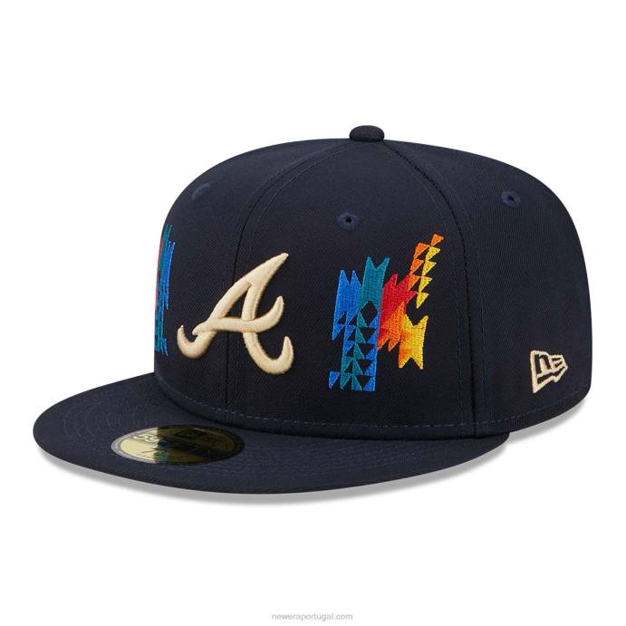 FFTN1300 New Era Boné Atlanta Braves Southwestern Navy 59Fifty