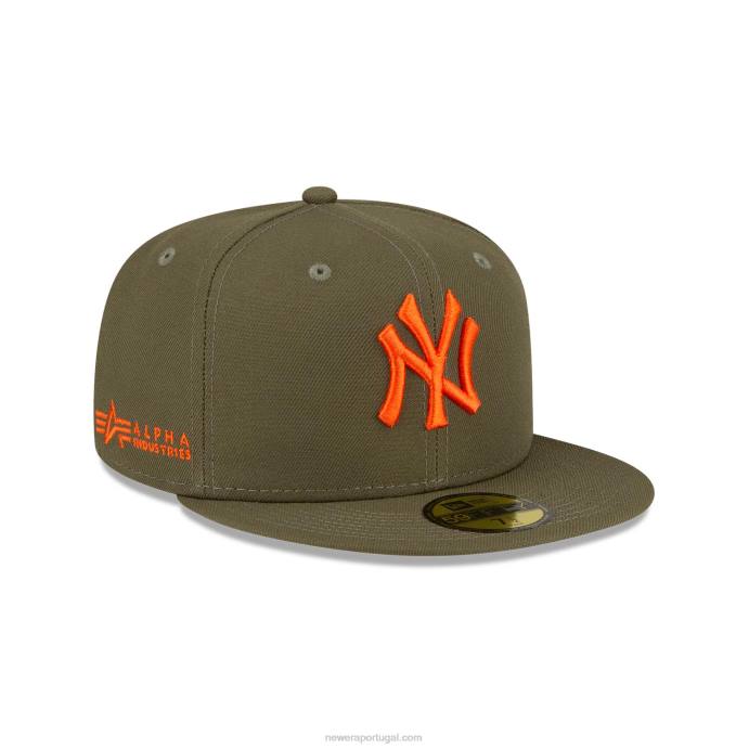 FFTN1302 New Era Boné Alpha Industries New York Yankees Verde Médio 59Fifty