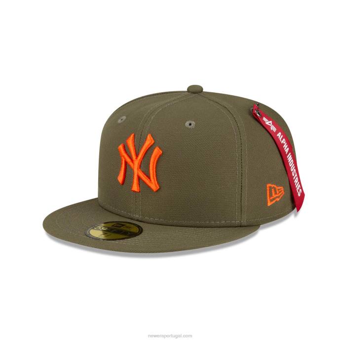 FFTN1302 New Era Boné Alpha Industries New York Yankees Verde Médio 59Fifty
