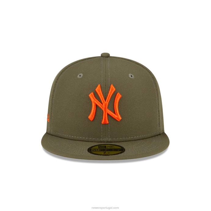 FFTN1302 New Era Boné Alpha Industries New York Yankees Verde Médio 59Fifty