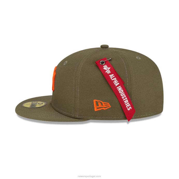 FFTN1302 New Era Boné Alpha Industries New York Yankees Verde Médio 59Fifty