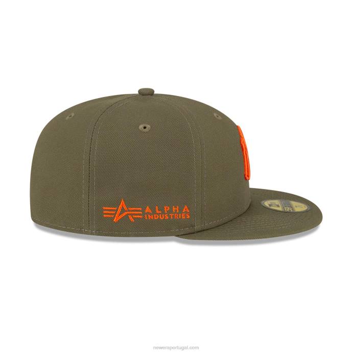 FFTN1302 New Era Boné Alpha Industries New York Yankees Verde Médio 59Fifty