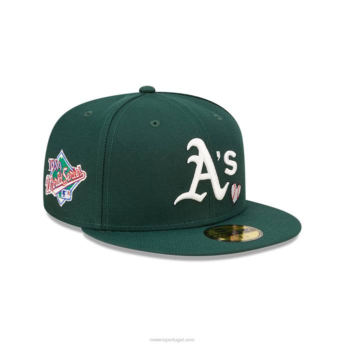 FFTN1308 New Era Boné Oakland Athletics MLB Team Heart Verde 59Fifty