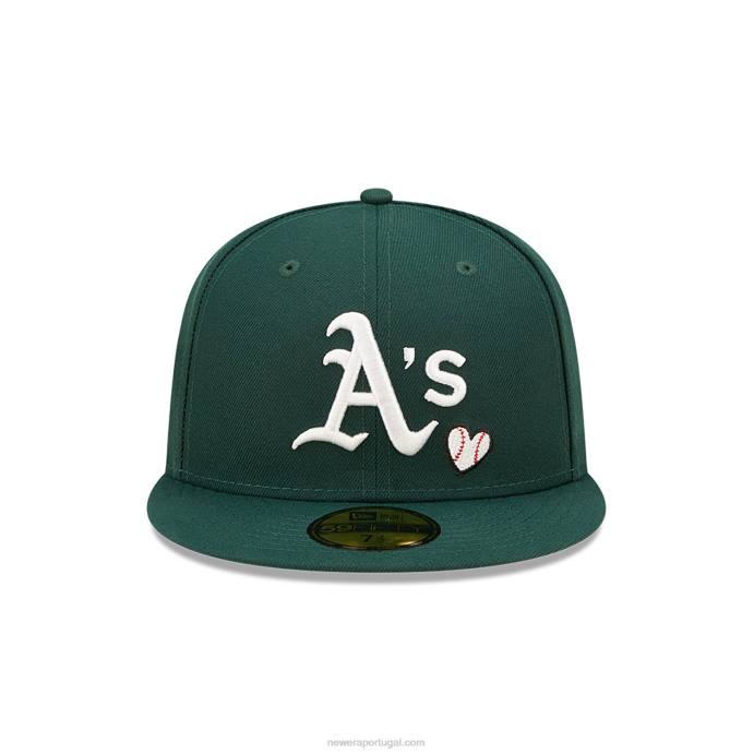 FFTN1308 New Era Boné Oakland Athletics MLB Team Heart Verde 59Fifty