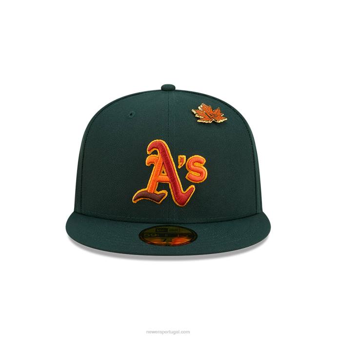 FFTN1309 New Era Boné Oakland Athletics Leafy Verde Escuro 59Fifty