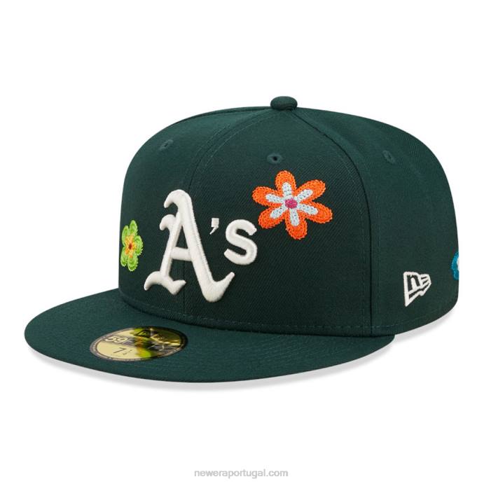FFTN1314 New Era Boné Oakland Athletics MLB Flower Green 59Fifty